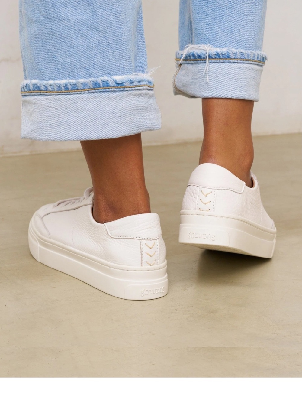 Soludos Ibiza Platform Shoes White Leather Sneakers - Women's Size 7.5 - Picture 5 of 11